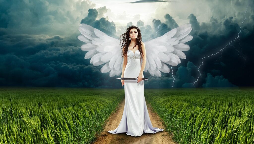 angel, sword, woman, wings, angel wings, storm, stormy clouds, nature, clouds, grasslands, mysticism, god, revenge, evil, fantasy, photo manipulation, angel, angel, angel, angel, angel, woman, wings, god, god, fantasy